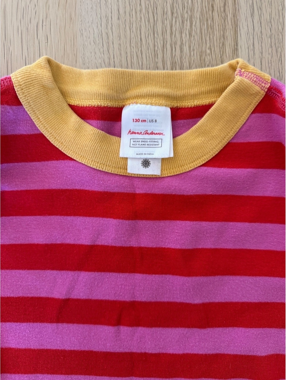 NWOT Hanna Andersson Long Johns PJ Set Sz 8 Pink & Red Stripes Classic Organic